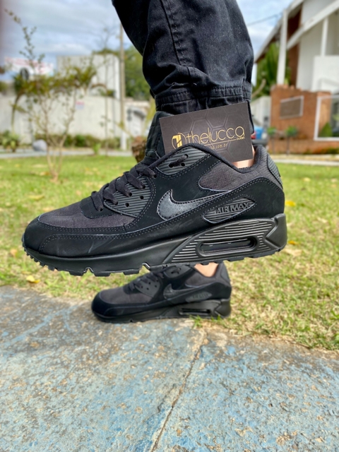 Air max 90 deals preto e azul