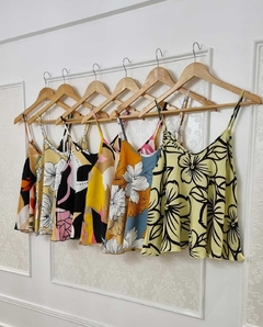Musculosa Jacinta De Fibrana Estampada Corte Trapecio Art 3528 - tienda online