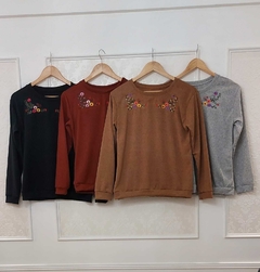 Sweater Lanilla Frescia Com Bordado De Florcitas Art 9389 - comprar online