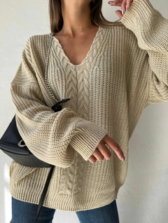 Sweater Zeline Escote en V Con Detalle De Trenzas Art 9548