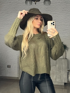 Sweater Yasmine Tejido Trenzado En El Frente Y En Los Puños Art 9551