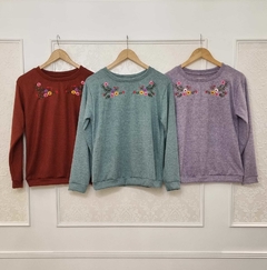 Sweater Lanilla Frescia Com Bordado De Florcitas Art 9389 - tienda online