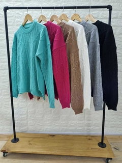 Sweater Daira Tejido Trenzado Con Rombos Nudo Art 9556 - comprar online