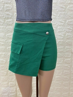 Mini short de bengalina lurex con detalle de bolsillo y broche de costado art 2156 - comprar online