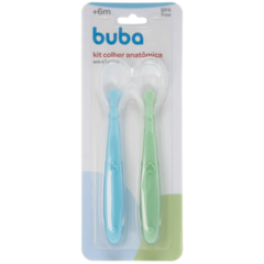 Kit Colheres de Silicone com 2 Peças Azul e Verde - Buba Baby - Babador com Amor