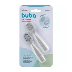 kit para introducao alimentar bebe talheres colher para bebe acima de seis meses cinza buba