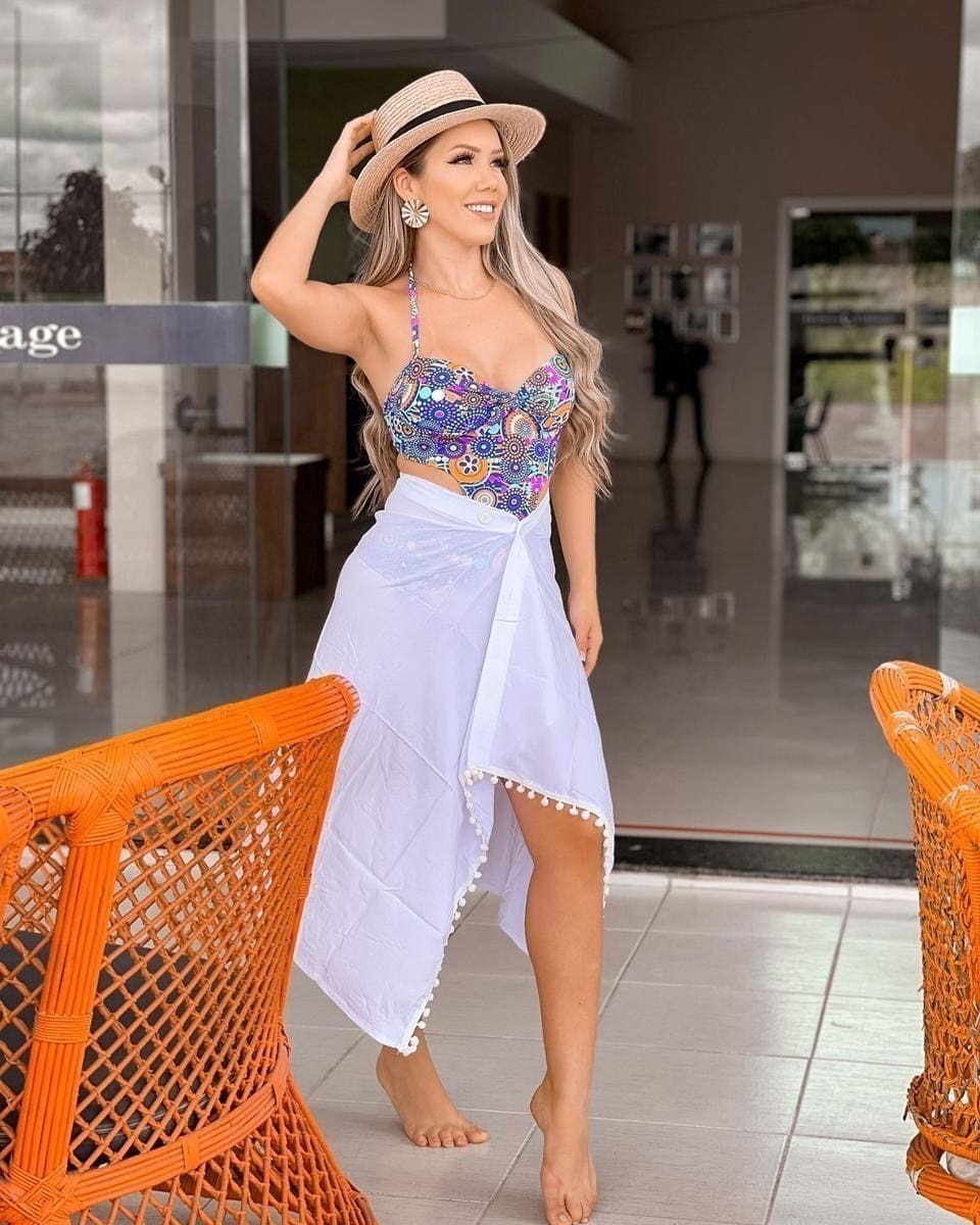 Canga Saia com Bot o Ajust vel Branca