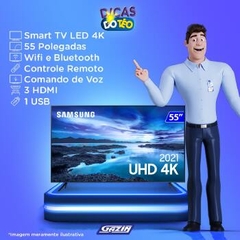 Tv 55p Samsung Crystal Smart 4k Comando Voz - Un55au7700gxzd