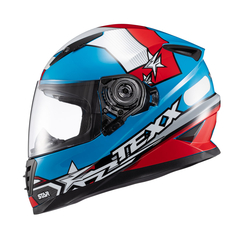 Capacete Texx Fechado Wing Superstar Azul Verm Branc 62 na internet