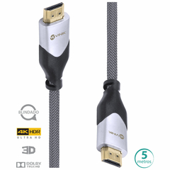 Cabo Hdmi 2.0 4k Ultra Hd 3d Conexão Ethernet Blindado Em Nylon 5 Metros - H20b-5