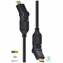 Cabo Hdmi 2.0 4k Ultra Hd 3d Conexão Ethernet Conectores 360° 2 Metros - H20b360-2