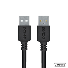 Cabo De Dados Usb A 2.0 Macho Para Usb A 2.0 Macho 28awg Puro Cobre 2 Metros - Puam2-2