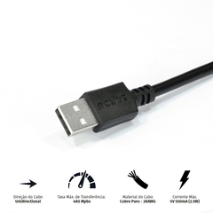 Cabo Extensor Usb A 2.0 Macho Para Usb A 2.0 Femea 28awg Puro Cobre 2 Metros - Puamf2-2 - comprar online