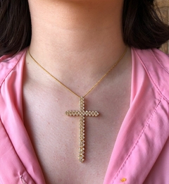 Colar Com Cruz Folheado Em Ouro 18k - comprar online