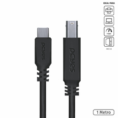 Cabo Para Impressora Usb Tipo C Para Usb B 3.0 1 Metro Preto - P3ucbp-1