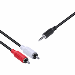 Cabo De áudio 2 Rca Macho Para P2 3.5mm Macho 28awg Puro Cobre 1 Metro - P2r35-1 na internet