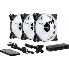 Kit 3 Coolers Duo 12 PRO ARGB + Hub + Controle AEROCOOL - BIDU SHOP