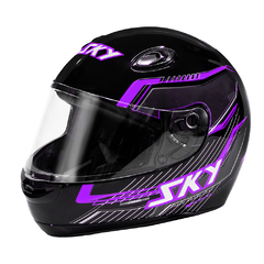 Capacete Sky Gamma Preto Brilho C/ Transfer Lavanda 56 na internet