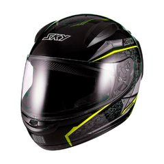 Capacete Sky Two Soldier Preto Fosco Transf Amarelo 60