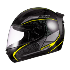 Capacete Sky Two Soldier Preto Fosco Transf Amarelo 62 - comprar online