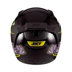 Capacete Sky Two Cyber Snake Preto Brilho Transf Amarelo 56 na internet