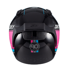 Capacete Sky Two Anos 90 Preto Brilho Transf Azul/rosa 56 na internet