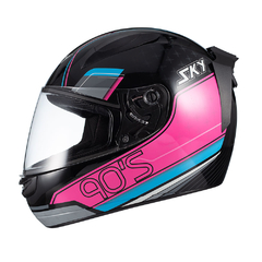 Capacete Sky Two Anos 90 Preto Fosco Transf Azul/rosa 62