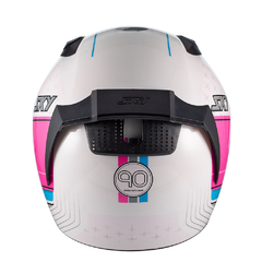 Capacete Sky Two Anos 90 Branco Fosco Transf Azul/rosa 56 na internet