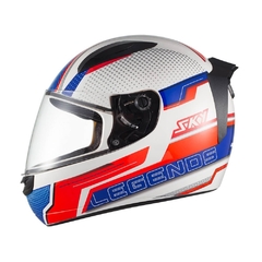 Capacete Sky Two Legends Branco Brilho Transf Vermelho 56