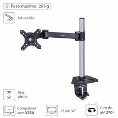 Suporte Para Monitor 12" A 32" Vesa 100x100 - Sm330b