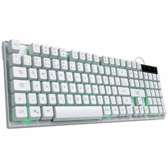 Teclado Gamer Vx Gaming Cerberus Branco Abnt2 Multimídia Com Led 7 Cores Sensacao Mecanica Usb 1.8m - Gth120b7