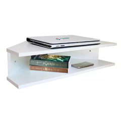 Mesa Notebook Suspensa Canto Branco Em Mdf