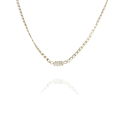 Choker De Corrente Chapada Com Zircônias Ao Centro Folheado A Ouro 18k - loja online