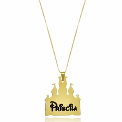 Colar Personalizado Castelo Da Disney Nome Folheado Em Ouro 18k - loja online