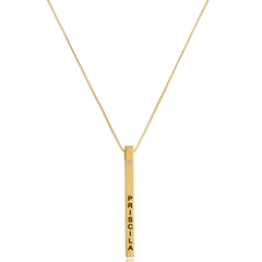 Colar Personalizado Na Vertical Com Nome Folheado Em Ouro 18k na internet