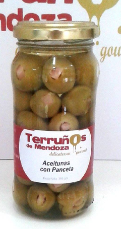 Terruños de Mendoza aceitunas verdes rellenas con panceta x 360grs