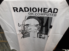 Remera Blanca Mangas Negra Radiohead - OK Computer XL