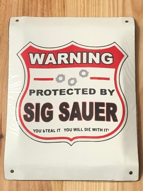 CHAPA VINTAGE 12 warning protecting by sig sauer