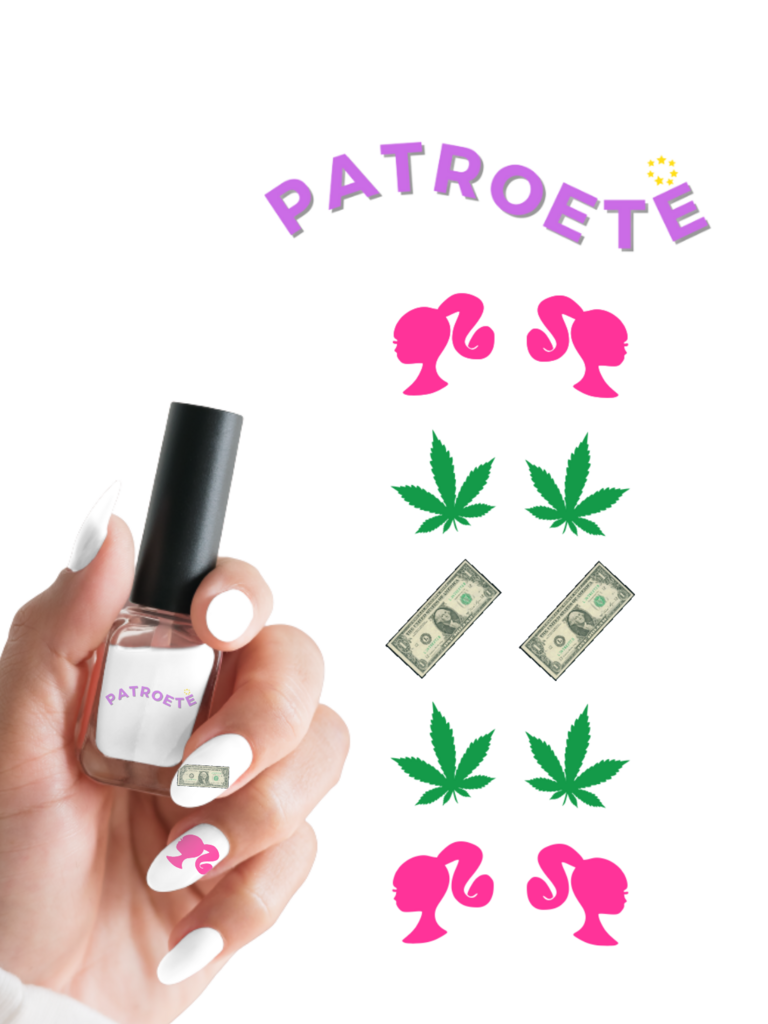 Adesivos de unhas Barbie rosa com plantinhas