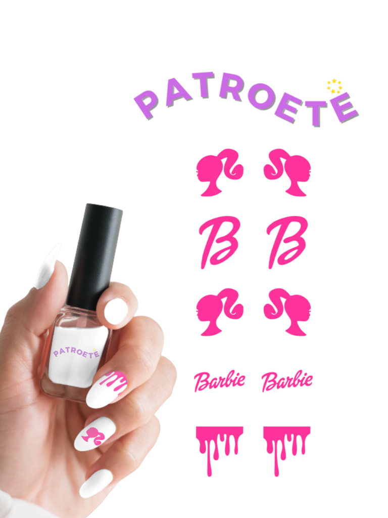 Adesivos de unhas Barbie rosa - Unhas de patroete