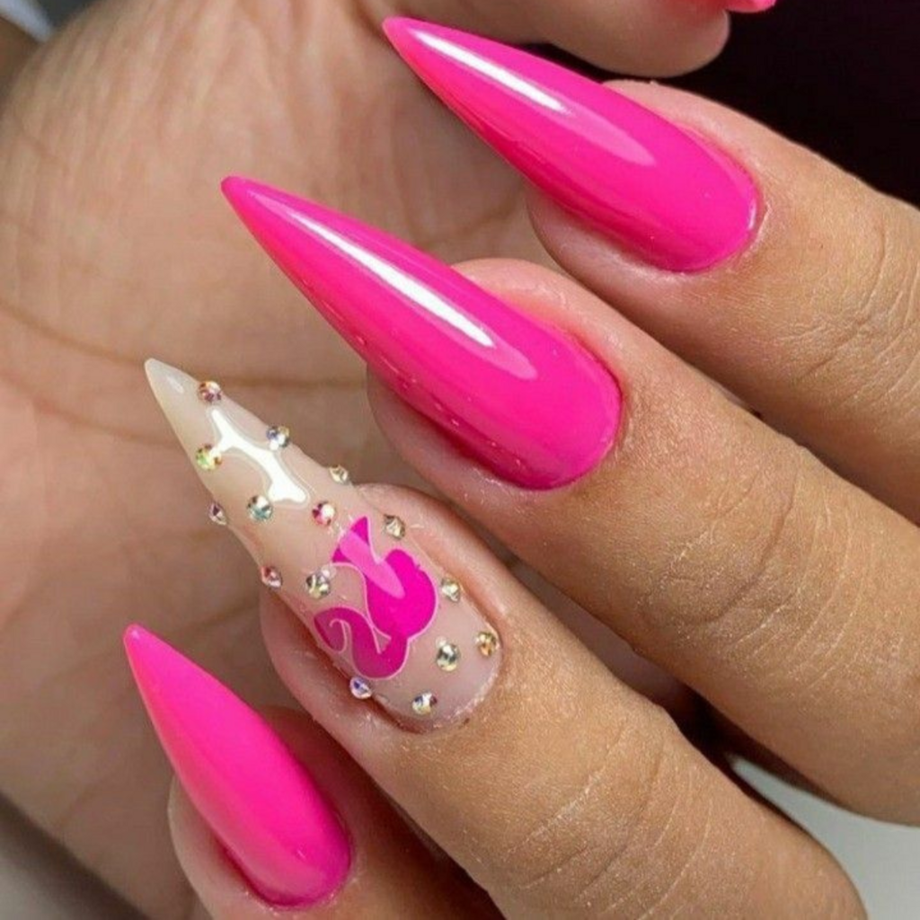 Adesivos de unhas Barbie rosa - Unhas de patroete