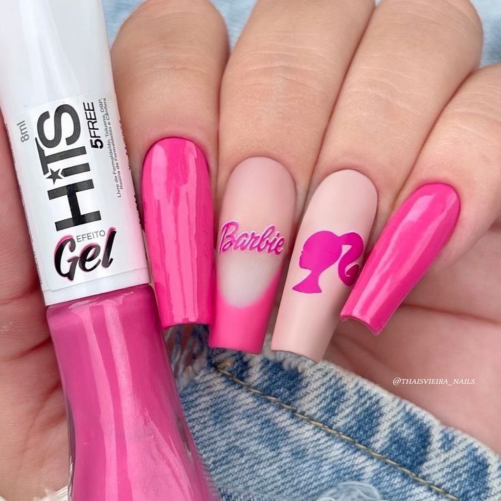 Adesivos de unhas Barbie rosa - Unhas de patroete