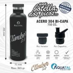Botella Térmica Climber Negra - 2 Picos - Aquatal