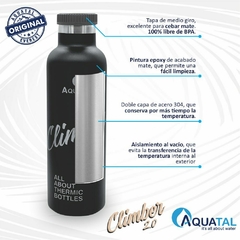 Botella Térmica Climber Negra - 2 Picos - Aquatal