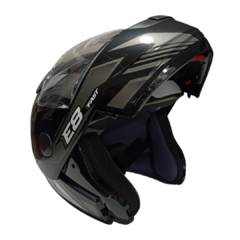 Capacete moto motoboy Ebf escamoteável E08 Fast Preto prata na internet