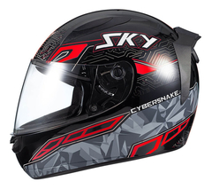 Capacete Sky Two Cyber Snake Preto/Vermelho