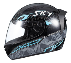 Capacete Sky Two Cyber Snake Preto/Azul