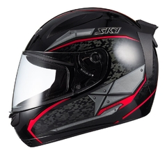 Capacete Sky Two Soldier Preto Vermelho Brilho