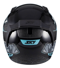 Capacete Sky Two Cyber Snake Preto/Azul - Zum Acessórios para Motociclistas