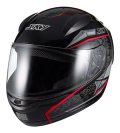 Capacete Sky Two Soldier Preto Vermelho Brilho - Zum Acessórios para Motociclistas